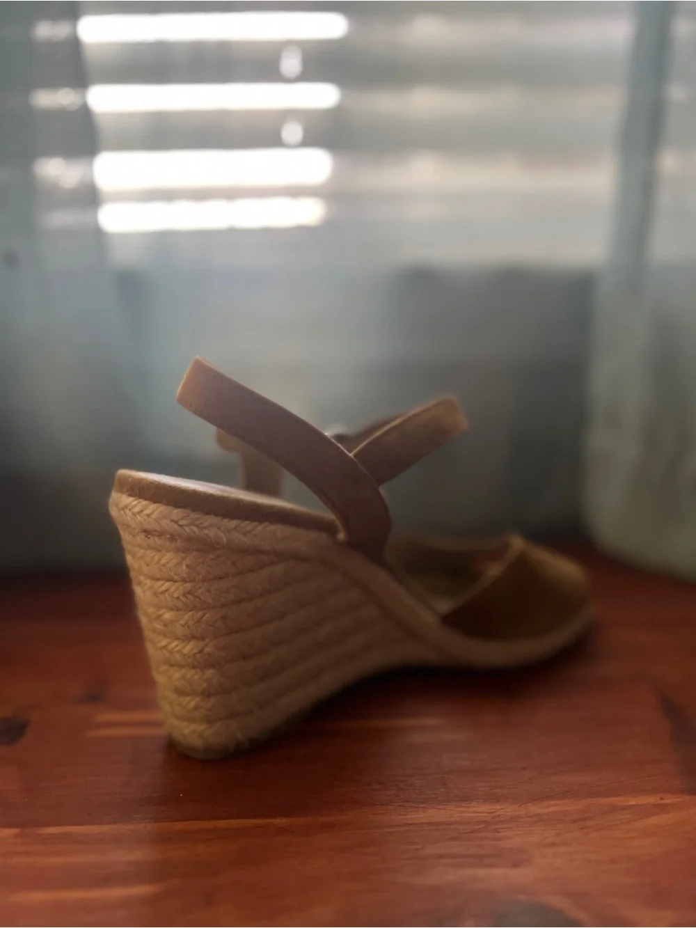 Prada Tan Suede Open-Toe Ankle-Strap Wedge Sandals